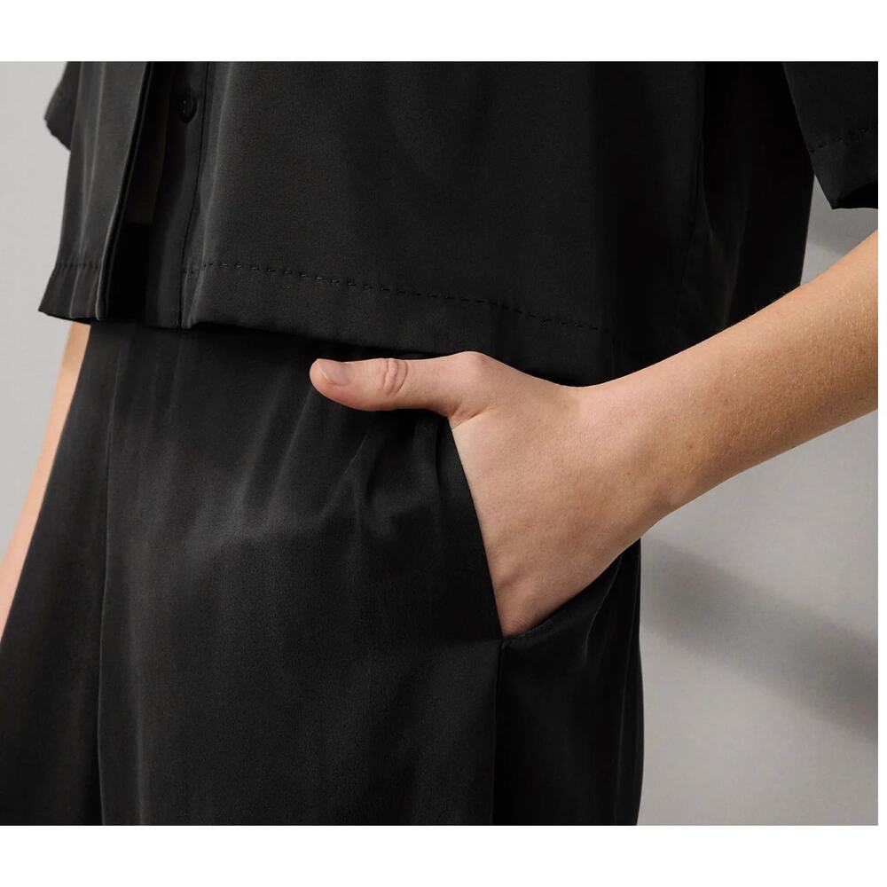 Lunya Split Leg High Rise Washable Silk Pants Immersed Black Size Large - Picture 3 of 12